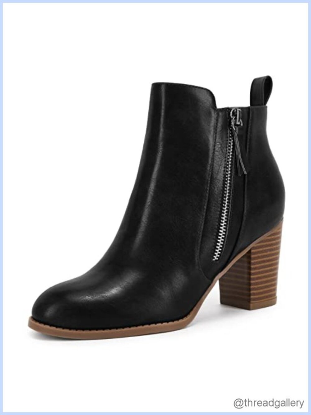 Faux Leather Suede Ankle Boots Pointed Toe Chunky Block Heel Womens